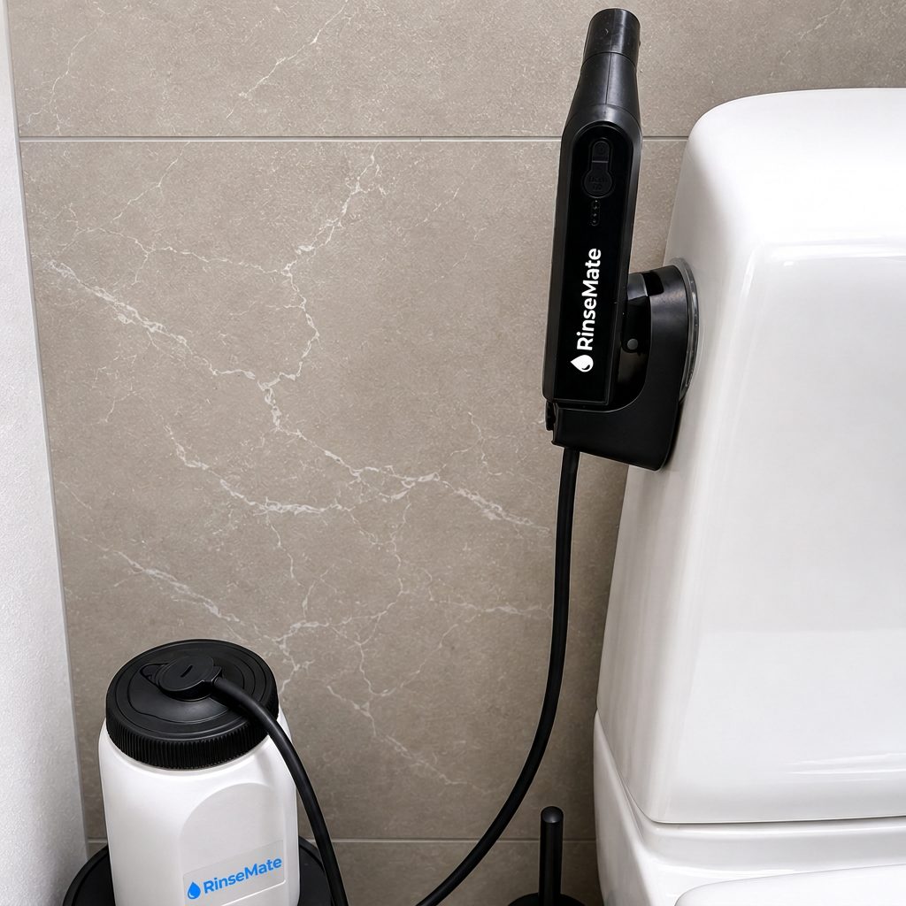 RinseMate Portable Bidet in use
